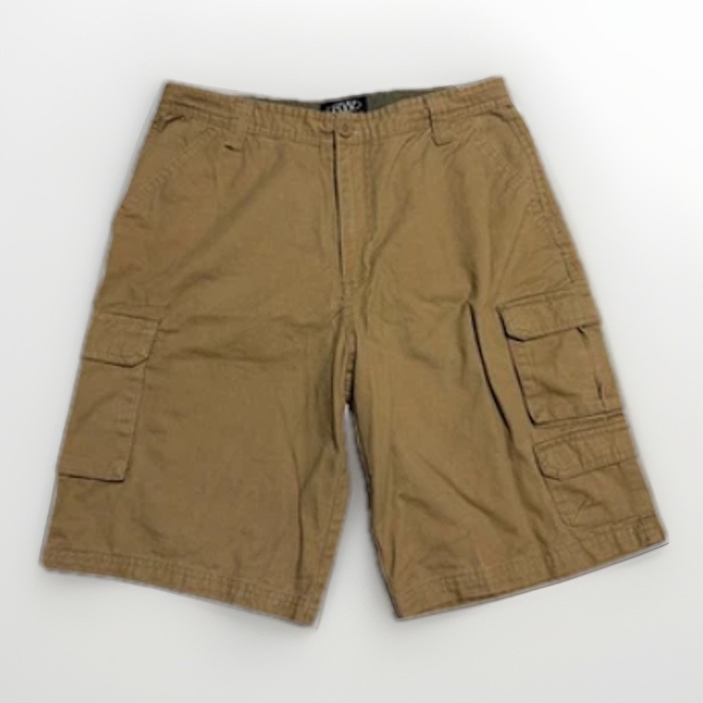 Vtg Y2K RW Rugged Wear Cargo Shorts Mens 34 Khaki 100% Cotton